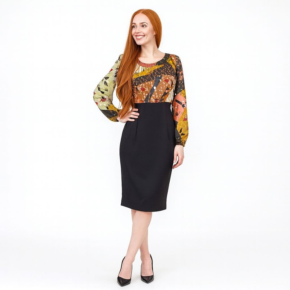 Traffic People Size Medium Multicolor Patchwork Balloon Sleeve Dress NWt